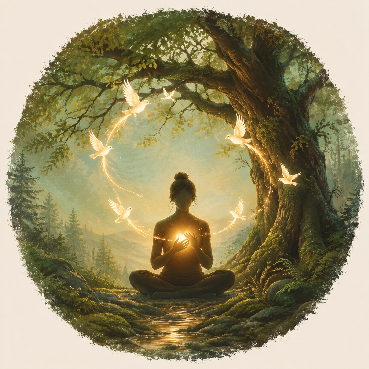 Soul retrieval thumbnail of woman receiving soul pieces in the form of spirit birds