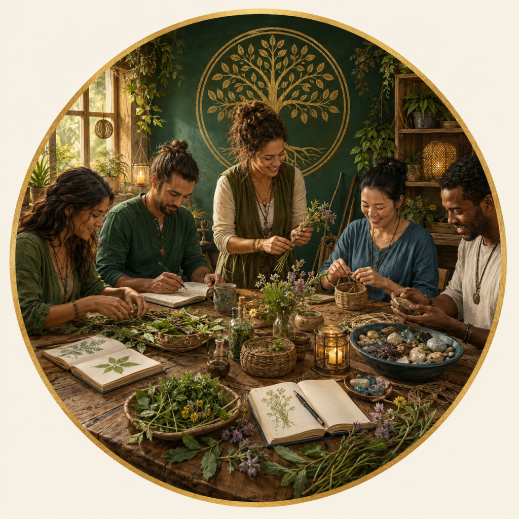 Image of people enjoying a workshop about herbs