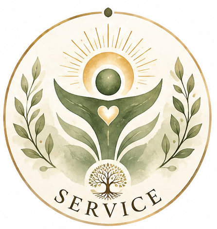 Image of a person with outstreched arms and the word service written underneath